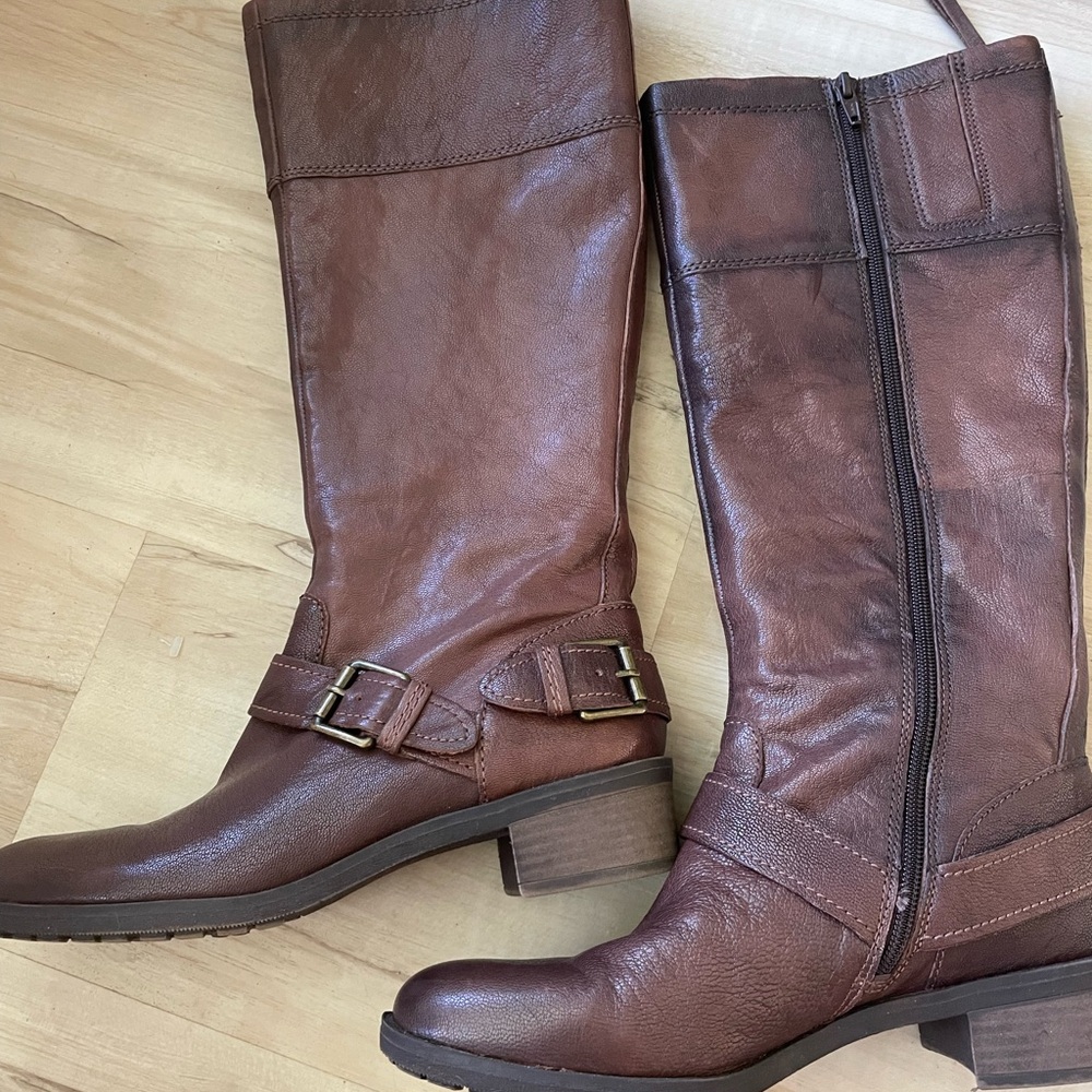 Naturalizer Women's Tall Brown Leather Riding Boots - Picture 7 of 7